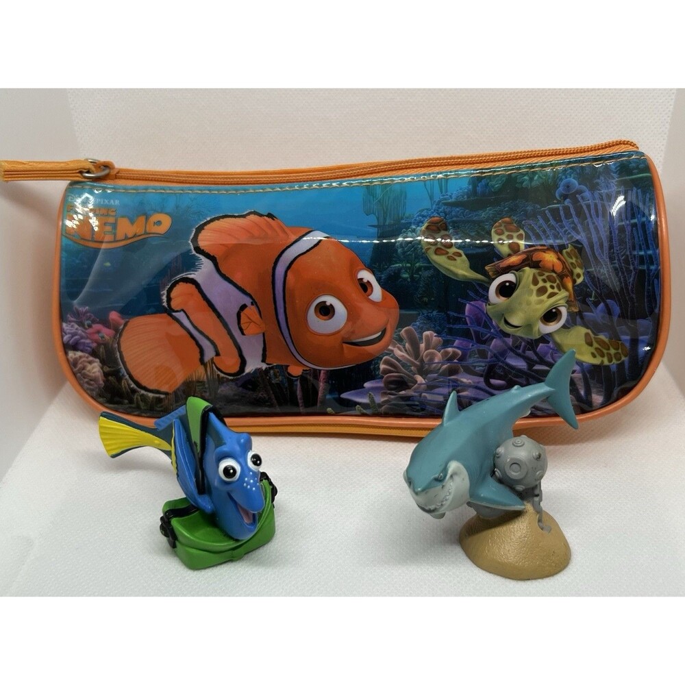 Finding Nemo Pencil Bag W Dory And Bruce Figurines Lot EUC